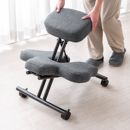 バランスチェア 姿勢矯正椅子 ガス圧昇降 腰痛対策 背もたれ キャスター付き ブラック 150-SNCH018 イス王国
