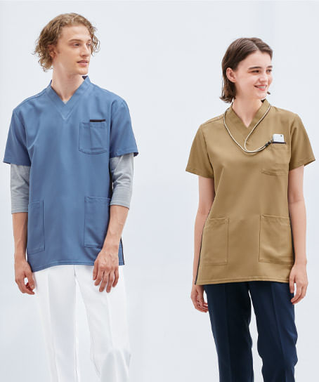 ナガイレーベン スクラブ 男女兼用医療白衣 半袖 ネイビー L RT-5062 1枚 スクラブ - アスクル