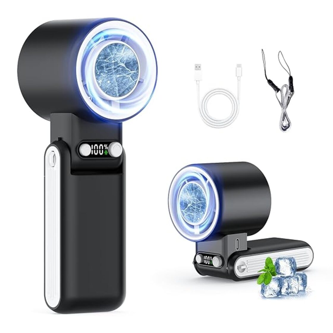 Amazon2024年最新超高速、冷たい風が出るハンディファン Hosiakly 携帯扇風機 ハンディー扇風機 最長21時間連続稼働3500mAh 高速充電ミニ 强力 小型 静音 おしゃれ USB-C充電式 持ち運び便利 節電対策 暑さ対策グッズ 熱中症対策 屋外 オフィス ギフト人気