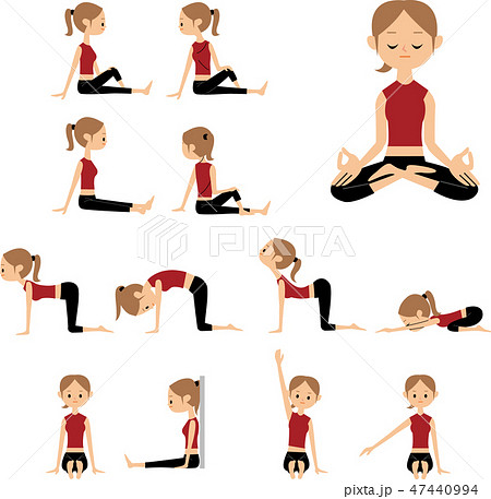 フリーイラスト戦士のポーズなど7種類のヨガのセットでアハ体験GAHAG著作権フリー写真・イラスト素材集 - GAHAG著作権フリー 写真・イラスト素材集