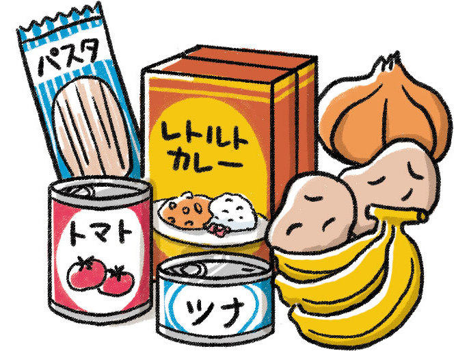 非常食 備蓄食 保存食 防災グッズ イラスト素材 セットのイラスト素材76296673- PIXTA