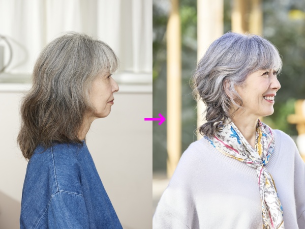 グレイヘア 白髪 を活かしたハイライトカラー：L172706283ホットペッパービューティ