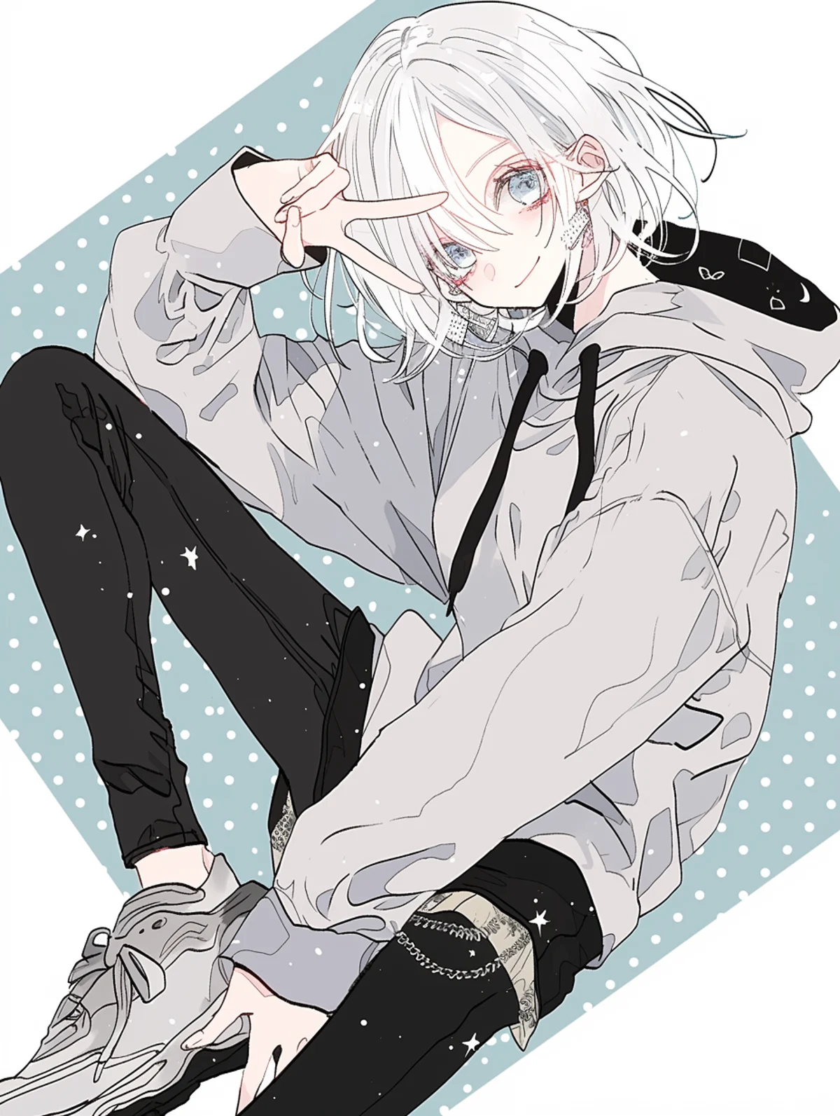 セール中 白髪の女性 立ち絵 表情10種SKIMA スキマ