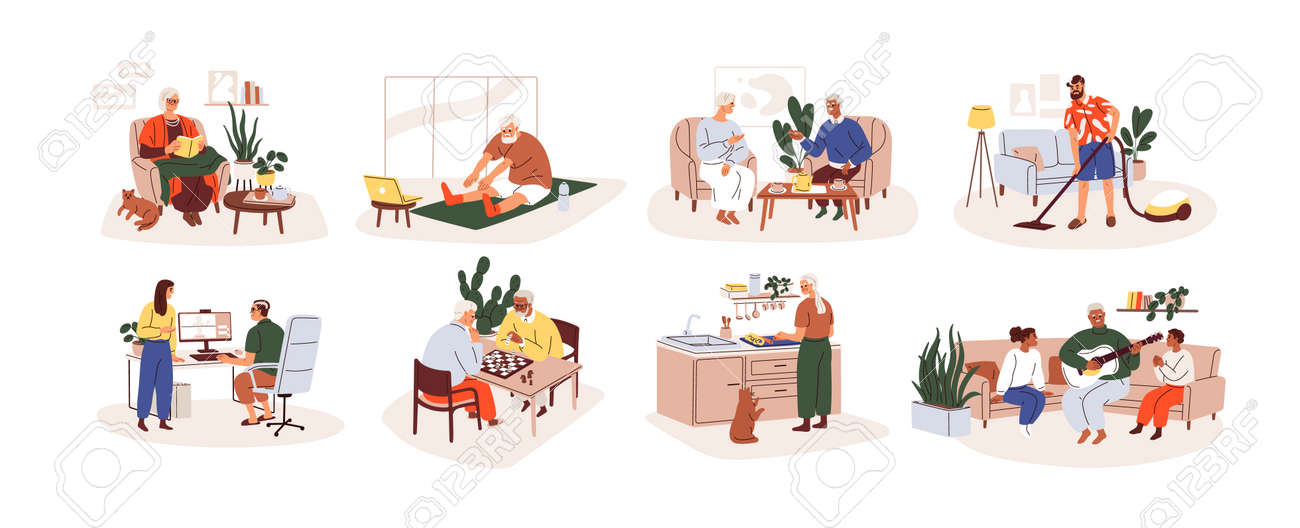 男性と女性のキャラクターの年老いたコンセプト – 赤ちゃん、子ども、10代、若い人、大人、老人。男女の子ども時代から老後までの循環生活。ベクターイラスト」のベクター画像素材 ロイヤリティフリー1109533940Shutterstock