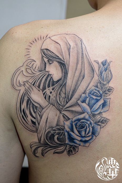 マリア・祈りの手・百合・唐草紋様STROKER TATTOO