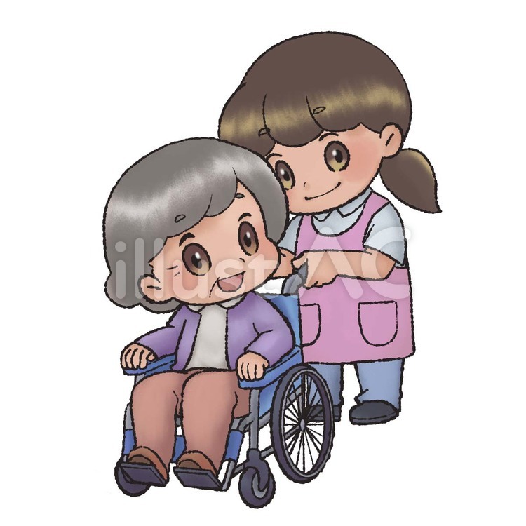 入浴介護している介護士のイラストイラスト無料・かわいいテンプレート