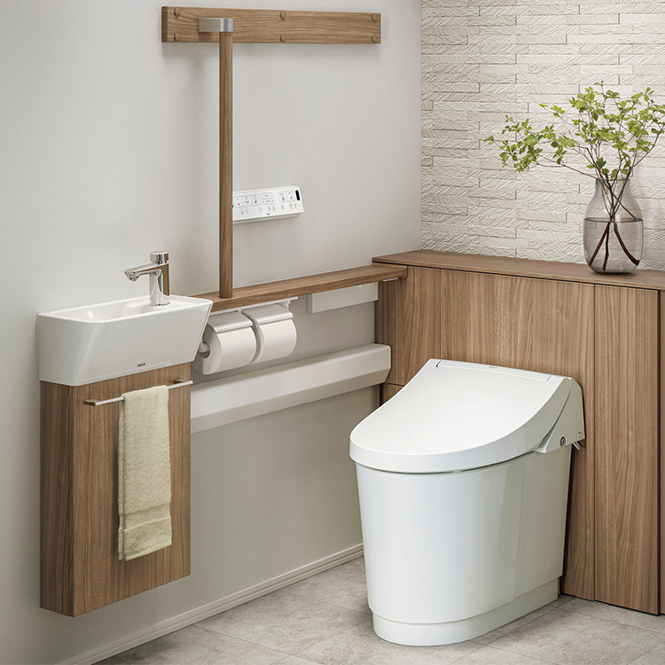 シンプル・ナチュラル・モダンなトイレの実例写真DETAIL HOME ディテールホーム の「大きな庭とLDKがつながる、平屋ベースの家」 -Mockhouse