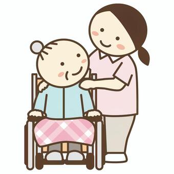 介護かわいい女性ヘルパー 老人 高齢者イラスト - No: 1698033無料イラスト・フリー素材なら「イラストAC」