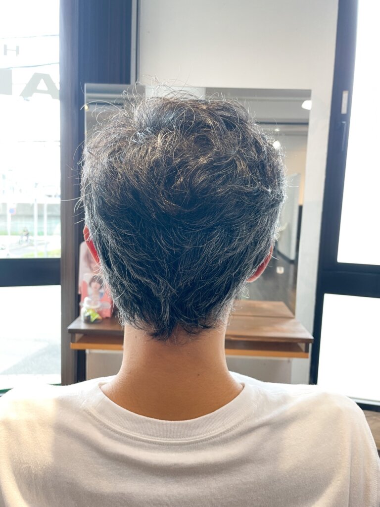 40代50代必見！白髪メンズのワイルドオールバックパーマスタイル：L227713127ガズル ハラジュク GUZZLEHARAJUKU のヘアスタイルホットペッパービューティ