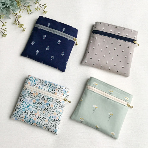 ファスナーポーチ付き マチ付き 蓋にティッシュケースがついた移動ポケット作り方 マスクケース サニタリーポーチポケット2つ