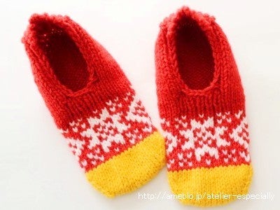 ガーター編みのルームシューズ編み物キット販売・編み方ワークショップイトコバコ
