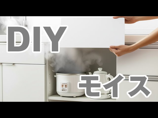 炊飯器の簡単湿気とり！ 食器棚裏にモイスを貼ってみた簡単DIYで湿気&カビ対策