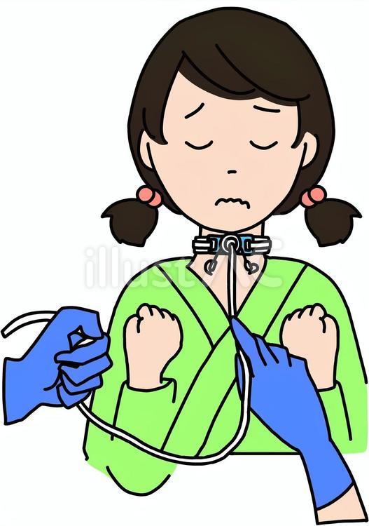 小児の気管切開し人工呼吸装着のイラスト バギー上 🎨 フリー素材 看護roo! カンゴルー