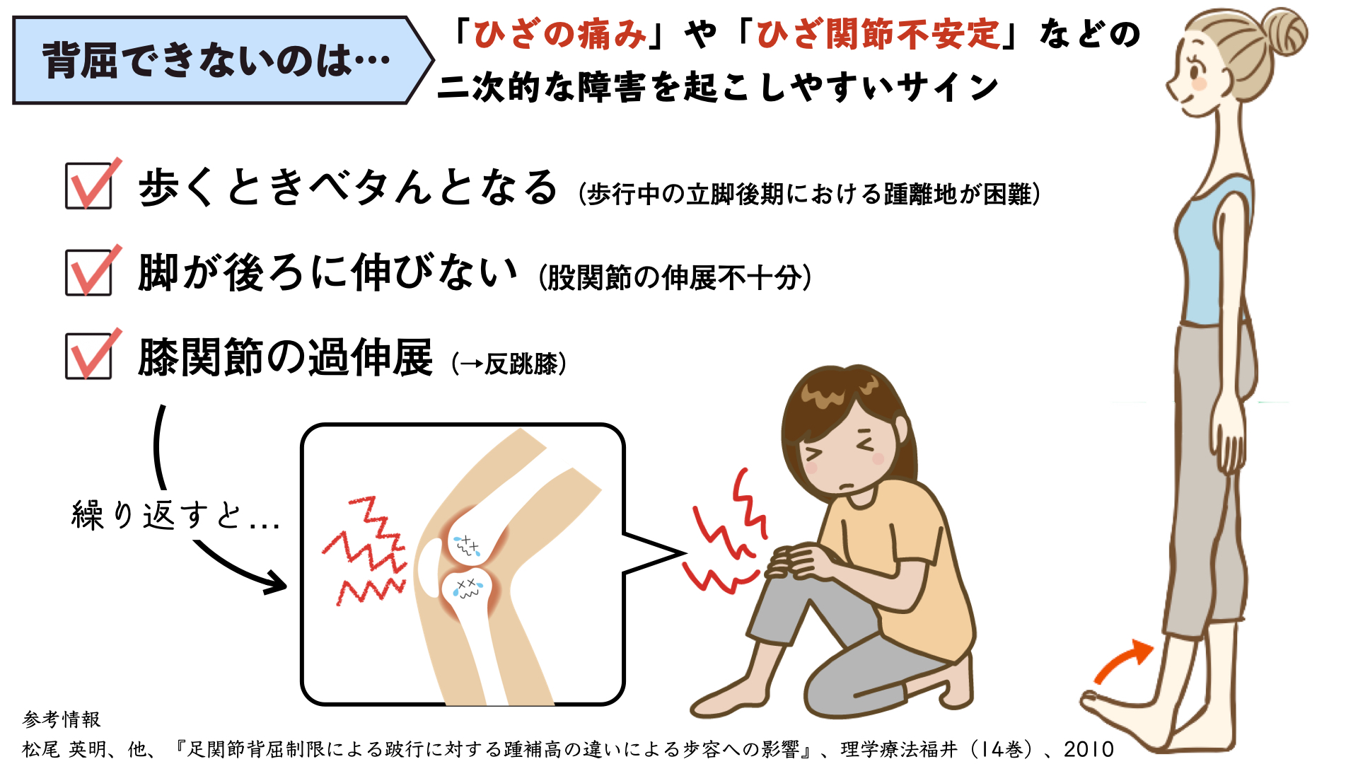 膝が後ろに反ってしまう反張膝の原因は？コラム西船橋で整体なら西船橋駅前整体院
