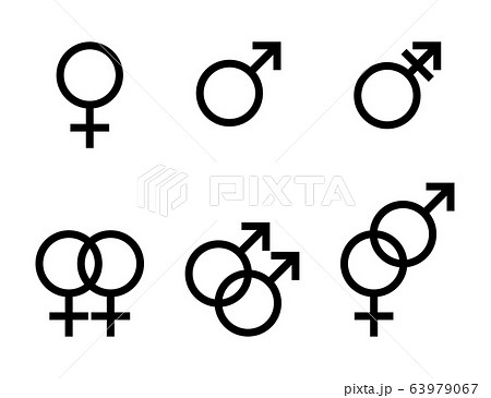 性別マーク、オスメス記号がくっついたデザイン、トランスジェンダーのイラスト素材93736614- PIXTA