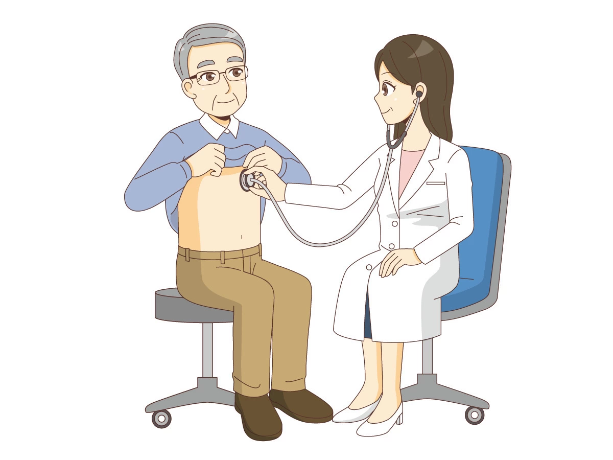 お医者さんと車いすに乗った患者さん家族のイラストのイラスト素材106992104- PIXTA