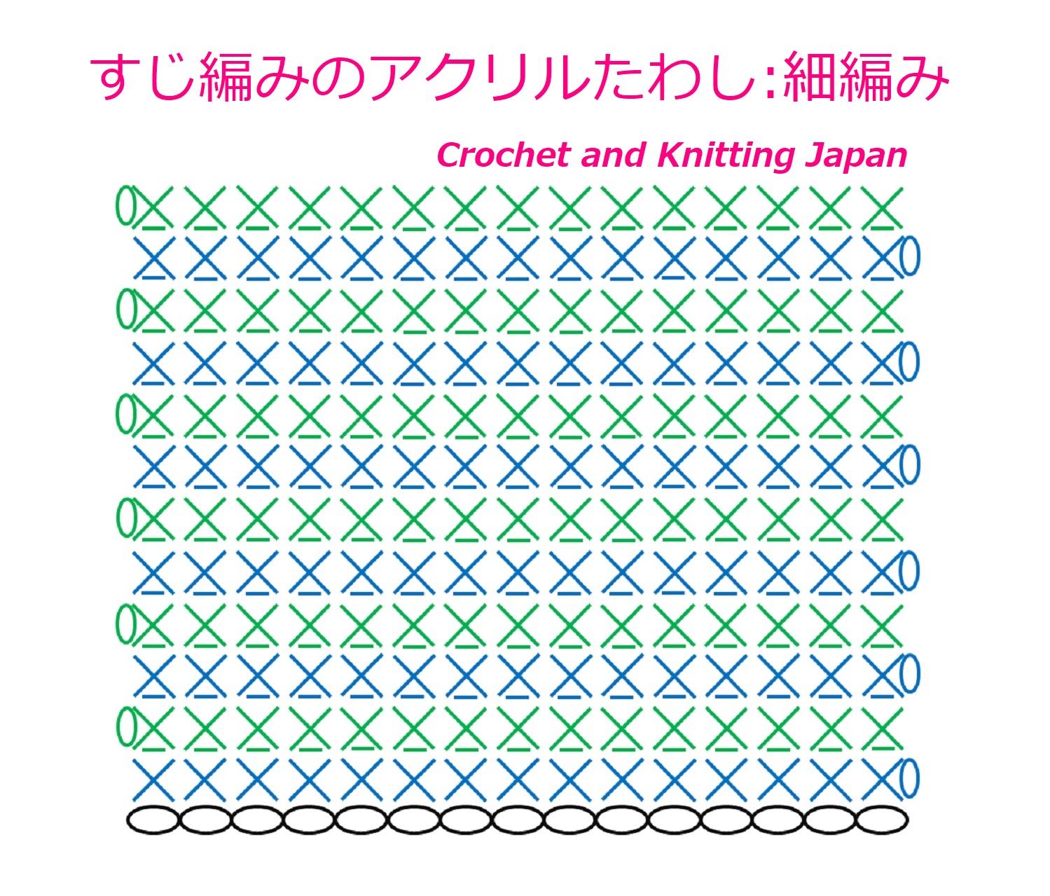 アクリルたわしの編み方・作り方 ななめ模様のかぎ編みのエコたわし♪
