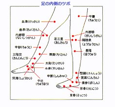 足の甲のつぼ位置図と効果：身体のつぼ＆足ツボ： 陰陽って何？知って得する陰陽バランスと食の健康法！