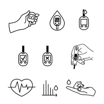 糖尿病子午線糖尿病性高血糖合併症と治療棒図ピクトグラムのアイコン ストックベクター ©leremy 452073636