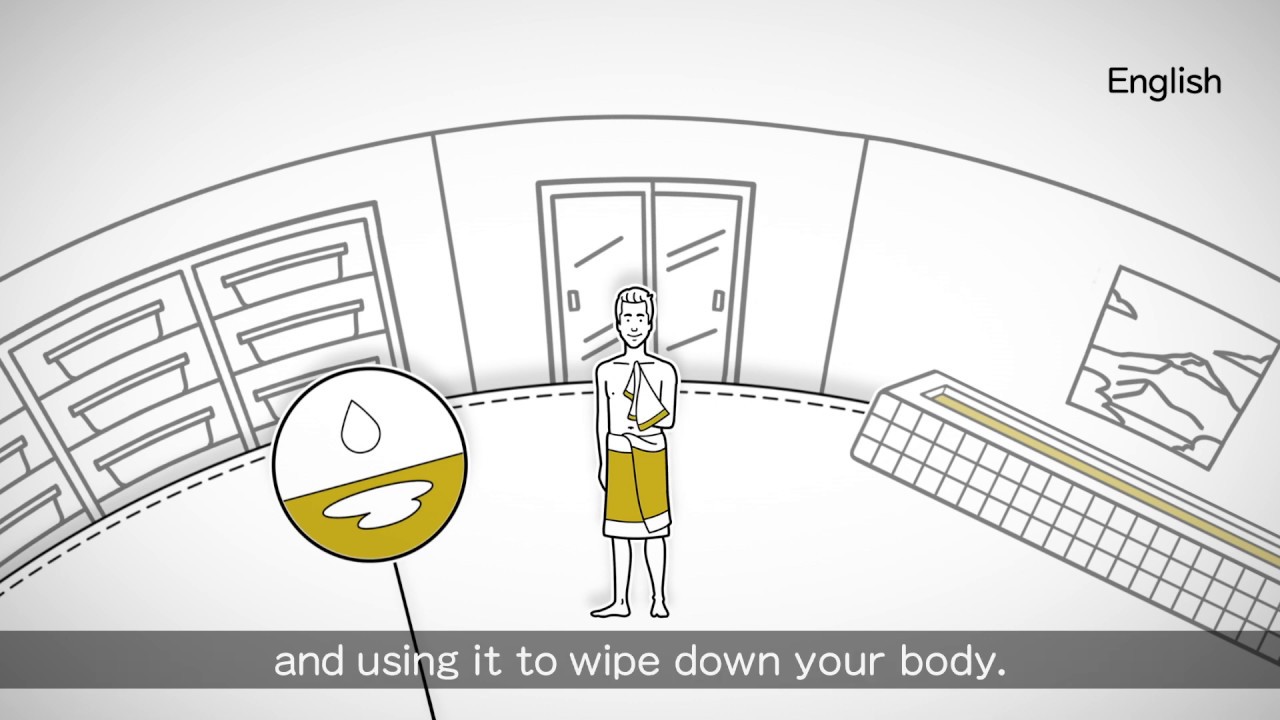 外国人向け入浴マナー 浴場出入り口向け耐水ステッカ