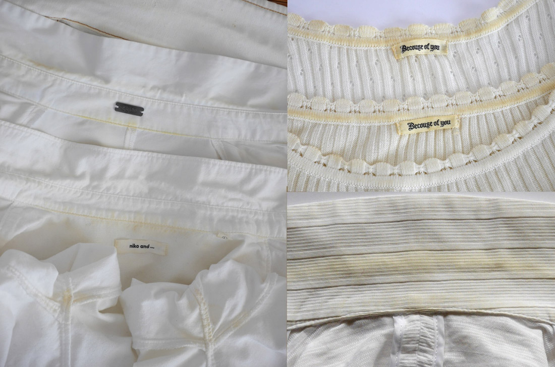 キッチンハイターで染み抜きしようとして出来た黄ばみ綿の白シャツ