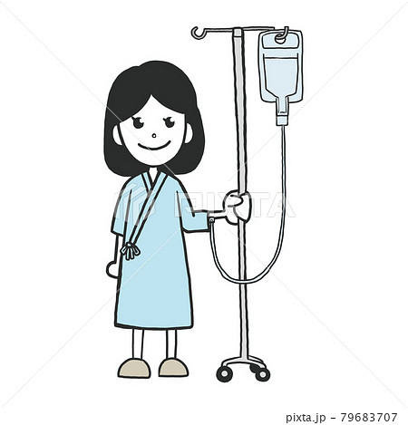 点滴を受けている女の子 - フリー素材集「イラストのっく」
