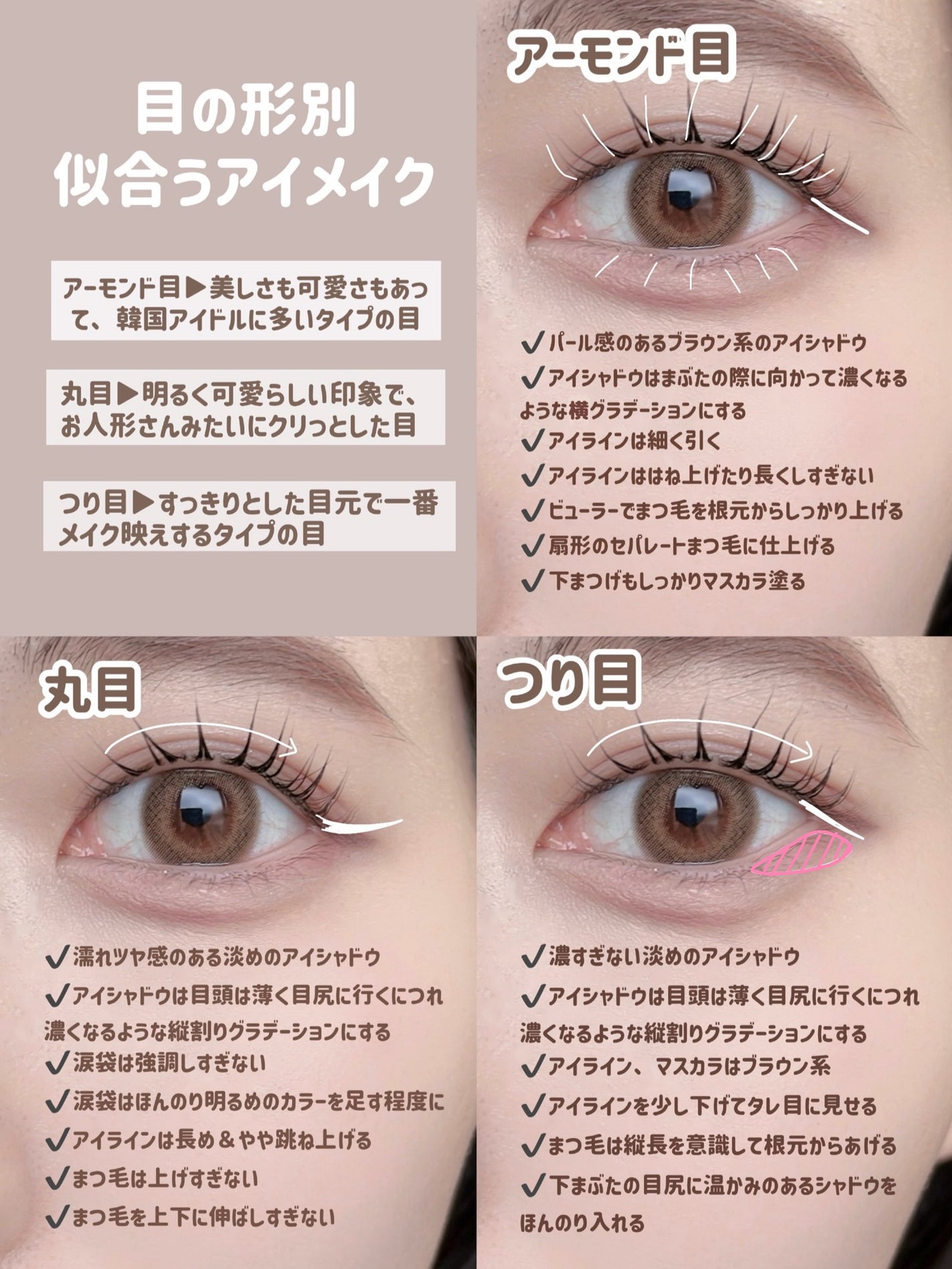 目の形の種類と特徴・似合うメイクを解説。あなたはどのタイプ？からだにいいこと