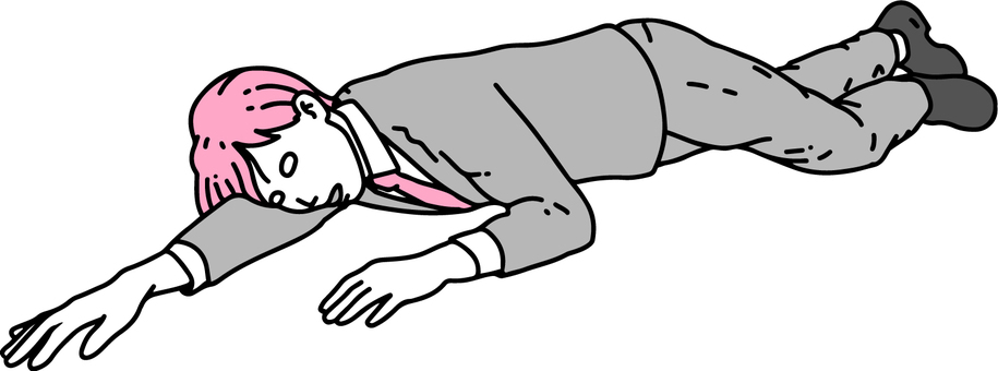 床に仰向けになって倒れるビジネスウーマン 10161005097 の写真・イラスト素材アマナイメージズ