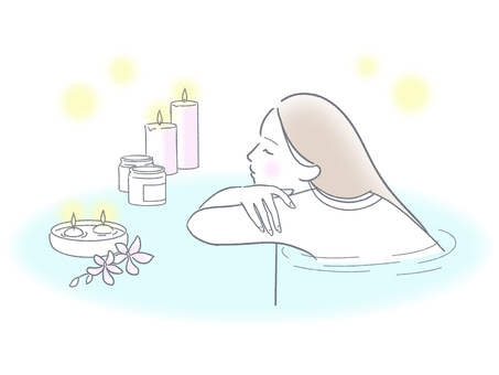 リラックスできるお風呂の若い美しい女性の写真素材・画像素材 Image 84871884