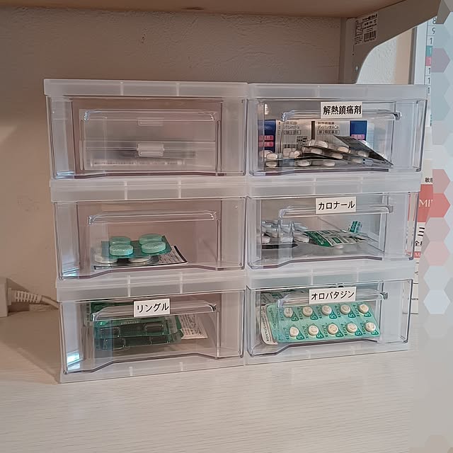 病院でもらった薬の保管。家族3人それぞれに書類ケースを使う。 - migaru-days