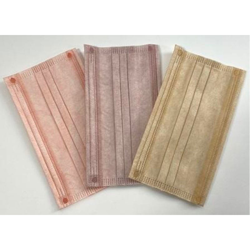 アスクル 立体型サージカルマスク ナチュラルベージュ×紐ワインレッド 使い捨て 不織布 バイカラー 1箱 50枚入オリジナル - アスクル