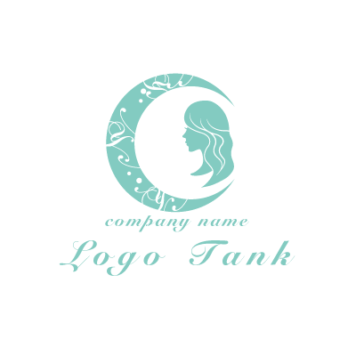 髪が長い女性の横顔のロゴ ロゴタンク 企業・店舗ロゴ・シンボルマーク格安作成販売